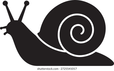 Schwarz-Weiß einer Schnecke mit Spiralschale und Antennen