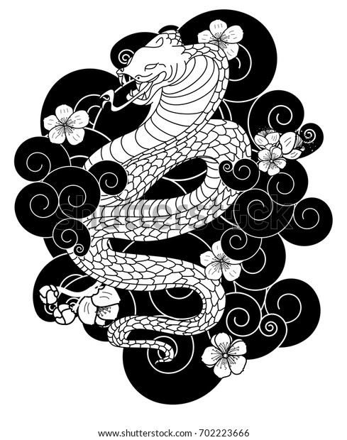 Black White Snake Cobra Tattoo Style Stock Vector (Royalty ...