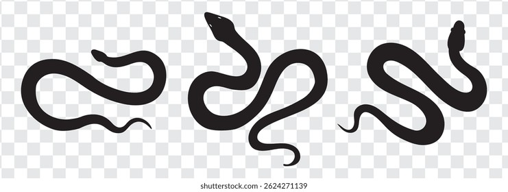 Black and white snake icon. Isolated symbol or icon snake on white background. Abstract sign snake. Vector illustration.