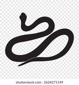 Black and white snake icon. Isolated symbol or icon snake on white background. Abstract sign snake. Vector illustration.