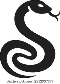 a black and white snake logo