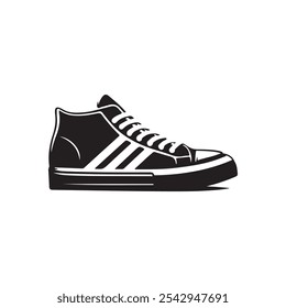 Black and white sneaker shoe vector, Illustration of sneaker