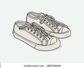 Black and white sneakers set
Vector Line Art canvas Shoes. Hand drawn shoes doodle. on white background