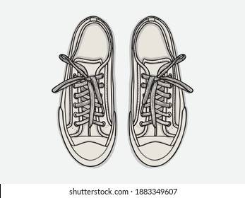 Black and white sneakers set
Vector Line Art canvas Shoes. Hand drawn shoes doodle. on white background