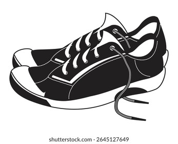 Black and white sneakers vector illustration