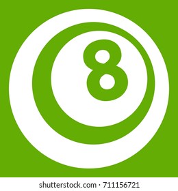 Black and white snooker eight pool icon white isolated on green background. Vector illustration