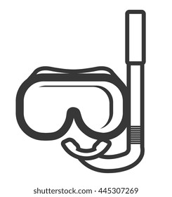 black and white snorkel stuff front view over isolated background, vector illustration 