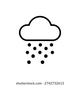 Black and white snow cloud weather icon simple winter precipitation vector illustration