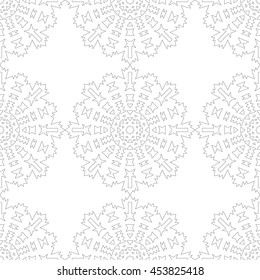 Black and white snowflake for coloring book. Seamless Christmas pattern.