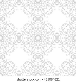 Black and white snowflake for coloring book. Seamless Christmas pattern.