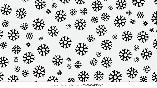 Black and White Snowflake Repeat Pattern: A Minimalist Winter Design for Textile, Backgrounds, and Creative Projects, offering a clean and modern feel