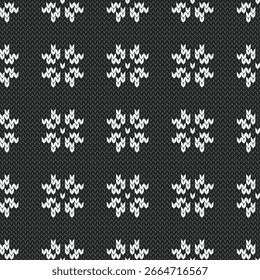 Schwarz-weiße Schneeflocke nahtloses Muster. Vektorgrafik