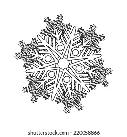 Black and white snowflake - vector illustration