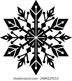  Ilustración vectorial en copo de nieve blanco y negro