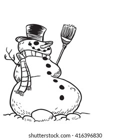 Black White Snowman Cartoon Stock Vector Royalty Free