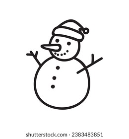 Black and white snowman vector. Editable. Suitable for design and illustration in Christmas Event