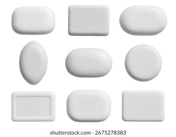 Schwarz-Weiß-Seifenstücksatz realistische 3D-Vektorgrafik