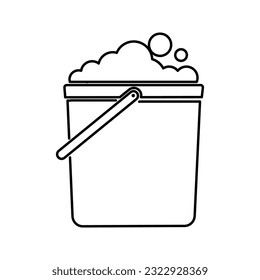 black and white soapy bucket icon