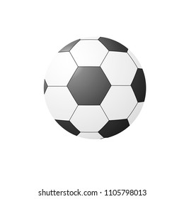 Black and white soccer ball close-up isolated on white background. Football  equipment. Vector illustration