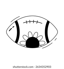 Black and white soccer ball doodle, football isolated clipart, cute hand drawn vector illustration in flat style