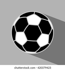 Black white soccer ball or football with long shadow.
Sports vector illustration.