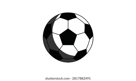 black and white soccer ball with geometric patterns and shadows suitable for sports themes and recreation visuals