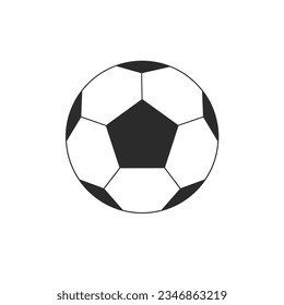 Black and White Soccer Ball Icon, Flat Vector Illustration Design, Football Sport Equipment Object