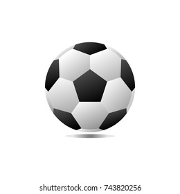 Black and White Soccer Ball With Isolated On White Background. Vector Illustration.