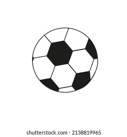 Black and white soccer ball on a white background, illustration on the theme of sports, ball games, football, sports goods.