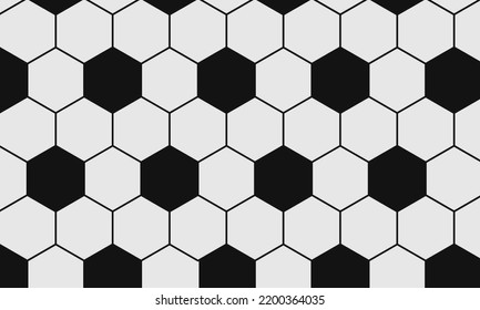 Black and white soccer ball vector background. Football leather ball vector seamless pattern. Sport wallpaper.