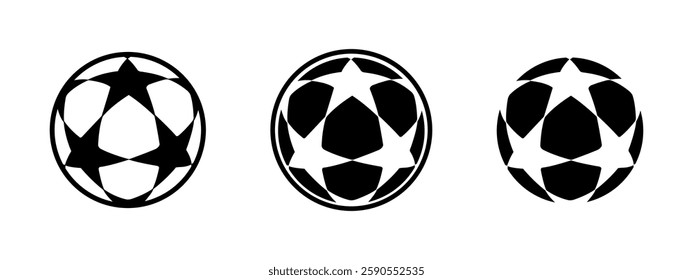 Black and White Soccer Ball Vector Icons Set