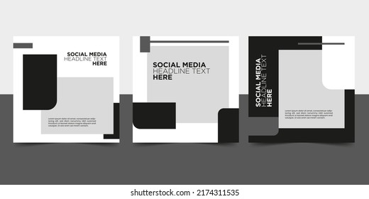 Black white social media post banner template.