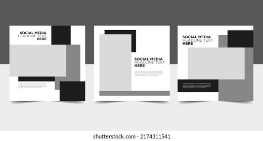 Black white social media post banner template.