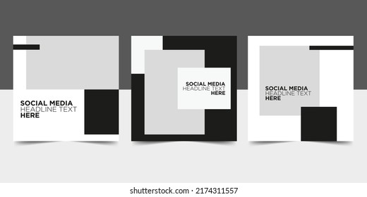 Black white social media post banner template.