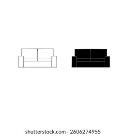 Black and white sofa icon set. Black and white sofa icon symbol illustration. sofa icon isolated on white background