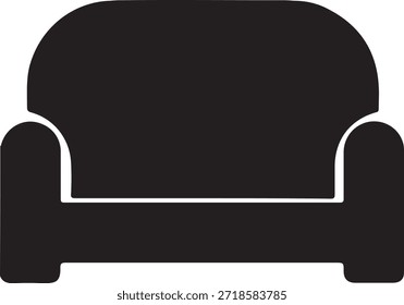 Icono de sofá en blanco y negro sin fondo, símbolo de sofá sin fondo perfecto para el diseño, el símbolo y el logotipo