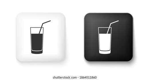 Black and white Soft drink icon isolated on white background. Square button. Vector.