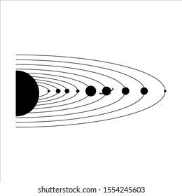 black and white solar system vector illustration graphic design