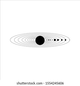 black and white solar system vector illustration graphic design