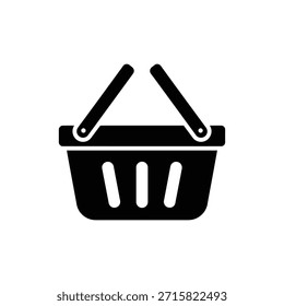 Icono sólido blanco y negro de la cesta de la compra para el diseño al por menor y del comercio electrónico