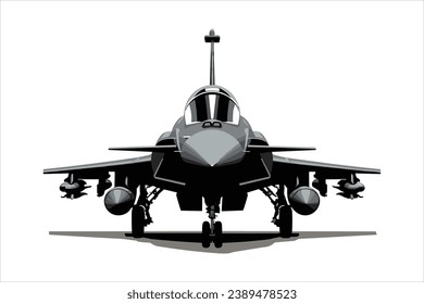 Silueta sólida blanca y negra de un avión de combate, vector de un avión de combate, vector de la silueta de un avión de combate negro,