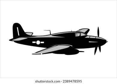Silueta sólida blanca y negra de un avión de combate, vector de un avión de combate, vector de la silueta de un avión de combate negro,
