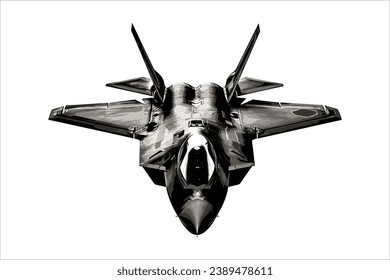 Black and white solid Silhouette of fighter jet, Fighter jet vector, black fighter jet silhouette vector,