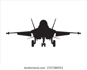 Silueta sólida en blanco y negro de avión de combate, silueta de Vector de avión de combate, silueta de Vector de avión de combate, avión de combate estadounidense.