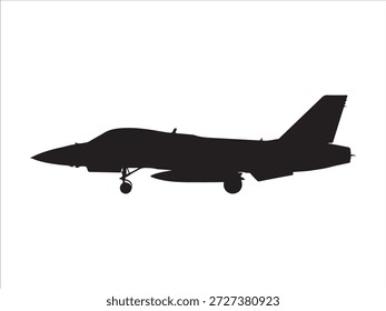 Silueta sólida en blanco y negro de avión de combate, silueta de Vector de avión de combate, silueta de Vector de avión de combate, avión de combate estadounidense.