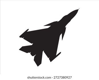 Silueta sólida en blanco y negro de avión de combate, silueta de Vector de avión de combate, silueta de Vector de avión de combate, avión de combate estadounidense.