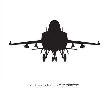 Silueta sólida en blanco y negro de avión de combate, silueta de Vector de avión de combate, silueta de Vector de avión de combate, avión de combate estadounidense.