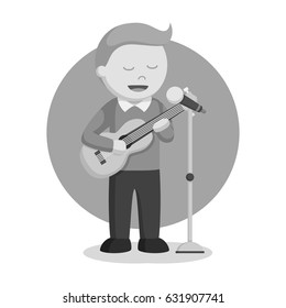 black and white solo singer man with guitar black and white style