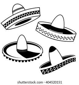 Black White Sombrero Collection Eps 10 Stock Vector (Royalty Free ...