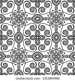 black and white sophisticated ornament. ethnic seamless pattern